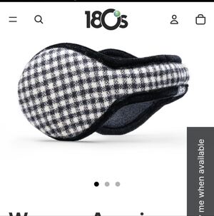 Women's Black and White Checkered Ear Warmers